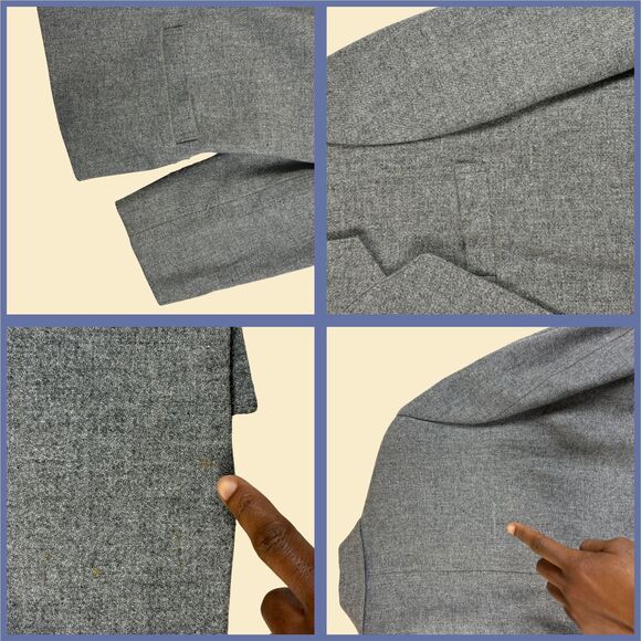 1970s Sue Brett grey blazer jacket, size 22 acrylic/wool double breasted jacket - Picture 3 of 10